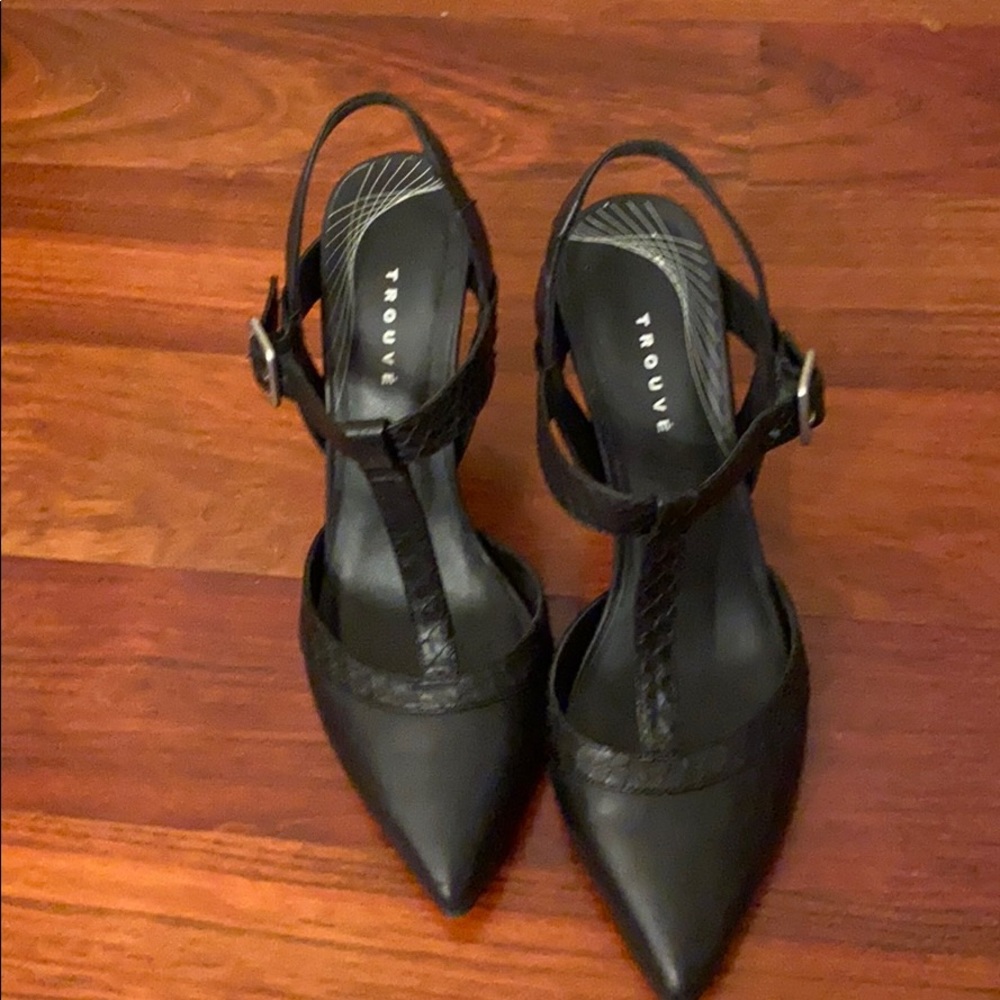 Black Leather Slingback